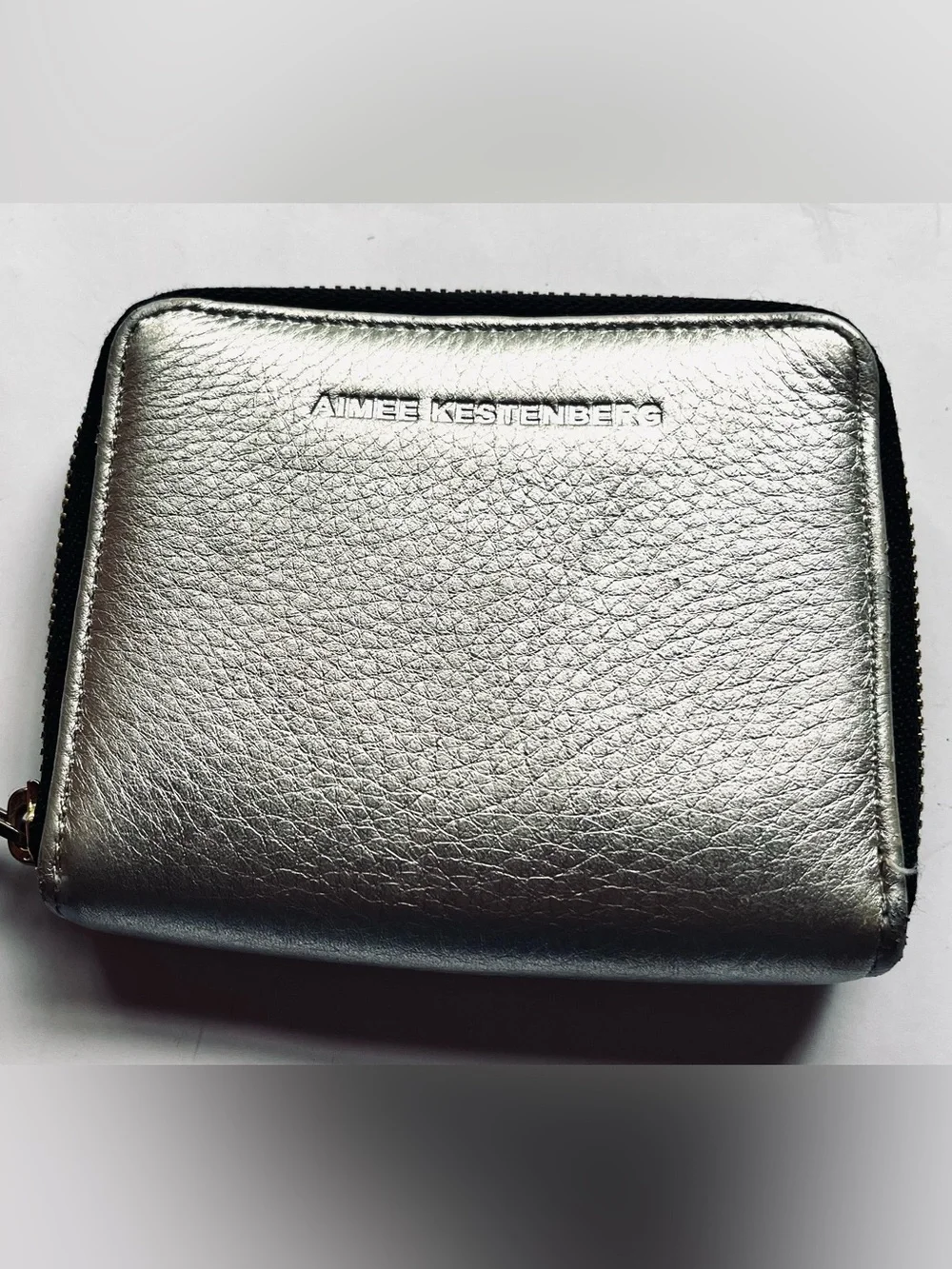 Aimee Kestenberg Brixton Metallic Silver Leather Zip Around Wallet